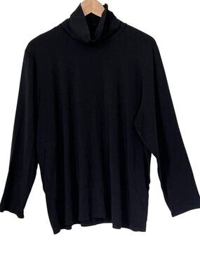 Eileen Fisher Black Turtleneck Long Sleeve TENCEL Lyocel Relaxed Top Size 2X